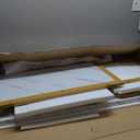 GiftGo Rustic Coffee Table with Storage Modern 3 Tier Center Living Room Table Faux Marble Wooden Rectangle Cocktail Tea Table for Office Bedroom Elegant Full Moon Design (White Gold, L-47)