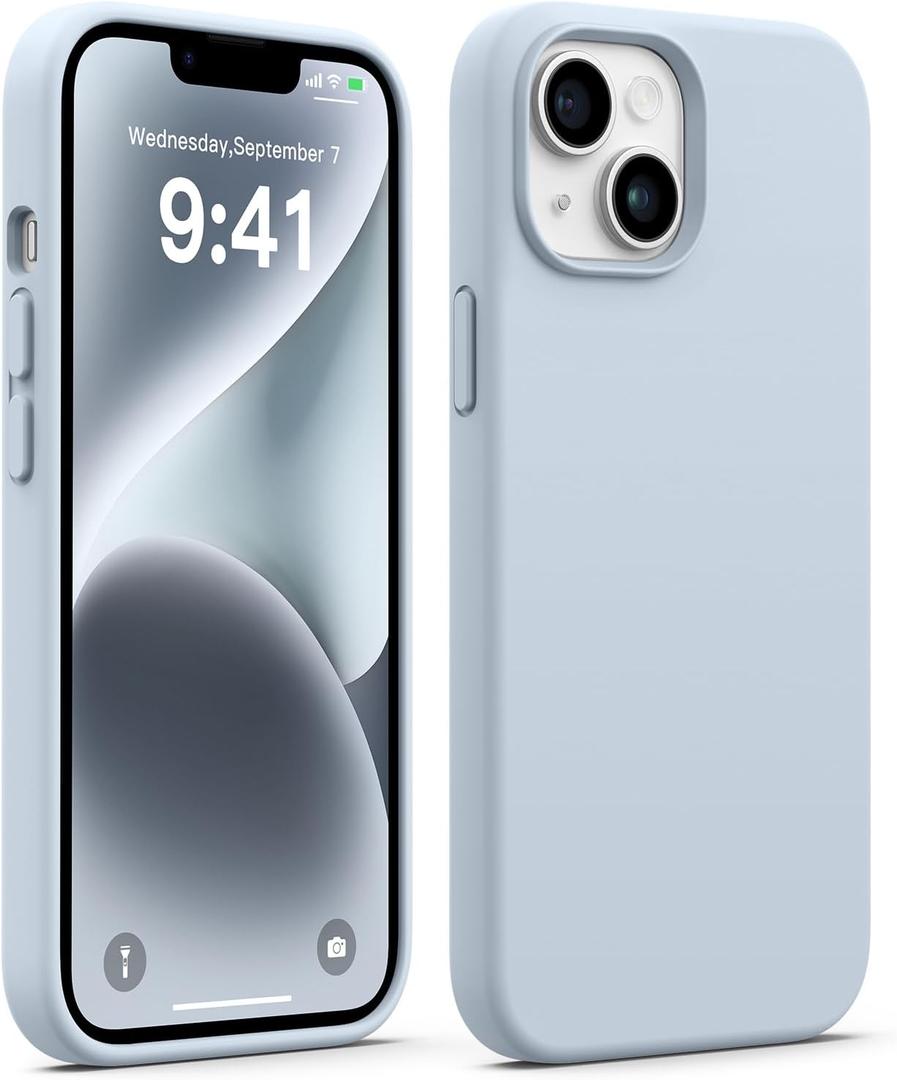 AOTESIER Compatible with iPhone 14 Case, Full Body Food-Grade Silicone Wear-Resistant, Anti-Drop Protection with Soft Anti-Scratch Microfiber Lining Phone Case for iPhone 14, 6.1 inch,Baby Blue