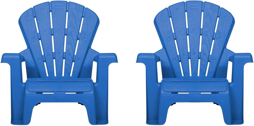 Little Tikes Kids Garden Chair 2 Pack in Blue, Outdoor Toddler Activity Adirondack Chairs for Picnic, Garden, Patio, Backyard & Beach, Outdoor Chair Set