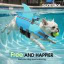 Dog Life Jacket Shark Life Vest for Dogs, Adjustable Swmming Vest with High Buoyancy, Safety Lifesaver with Rescue Handle for French Bulldog Small Medium Breeds, PoolBlue Large