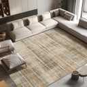 GENIMO 5x7 Washable Area Rug  Modern Abstract Non-Slip Low Pile Contemporary Indoor Floor Carpet for Living Room, Bedroom, Dining Room, Kitchen, Office, Brown
