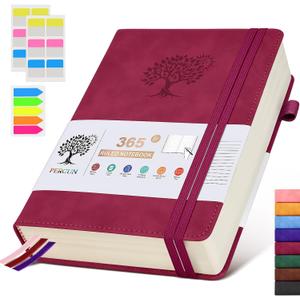 A5 Lined Journal Notebook  365 Page Leather Journals for Writing Women & Men，Hardcover Notebook with 100Gsm Thick Pages，Daily Diary for Travel, Work，School，Note Taking，College Ruled (5.9" x 8.5")