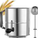 PIQUEBAR Flour Sifter - 5 Cup Fine Mesh Hand Crank Sifter Stainless Steel with Agitator Wire Loop for Baking, Powdered Sugar Duster Set