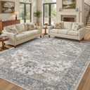 10x14 Washable Area Rugs for Living Room: Non Slip Vintage Gray Brown Rug, Large Soft Stain Resistant Indoor Floor Carpets for Bedroom Dining Room Nursery Home Office Kid & Pet Friendly