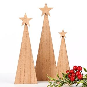 WHQXFDZ 3 pcs Wood Christmas Tree Decoration Farmhouse Table Centerpiece Neutral Brown Christmas Tabletop Decoration Nativity Scene Accessories