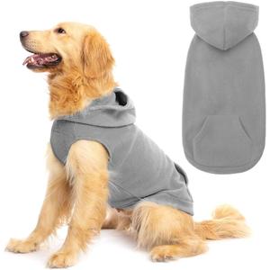 EXPAWLORER Dog Hoodie Fleece Sweater Vest, Hooded Dog Sweatshirt Fall Winter Pet Clothes with Leash Hole, Sleeveless Warm Cozy Puppy Clothing for Cat Small Medium Large Dogs Girl Boy, Grey L