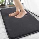 OLANLY Thick Memory Foam Bath Mat Rug 30x20, Extra Soft Absorbent Bathroom Rug, Quick Dry Bath Mats, Non-Slip, Machine Washable Carpet for Bathroom, Tub and Shower, Home Decor Accessories, Dark Grey
