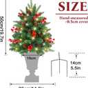 XmasExp Set of 2 Outdoor Christmas Tree with Lights Small Planter Bushes Battery Operated Artifical Urn Filler Outside Christmas Decorations for Front Porch,Yard,Pathway