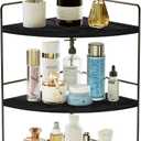 ZGO 3-Tier Bathroom Organizer Countertop, Corner Bathroom Counter Organizer, Makeup Organizer for Vanity Skincare Organizers and Storage, Bathroom Counter Storage(Black)