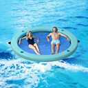 Sunchill Float Ring with 6 Cup Holders, Inflatable Water Hammock Heavy Duty Lake Floats for Adults Party, Round Floating Island Lounge Platform Raft for Tanning Pool River