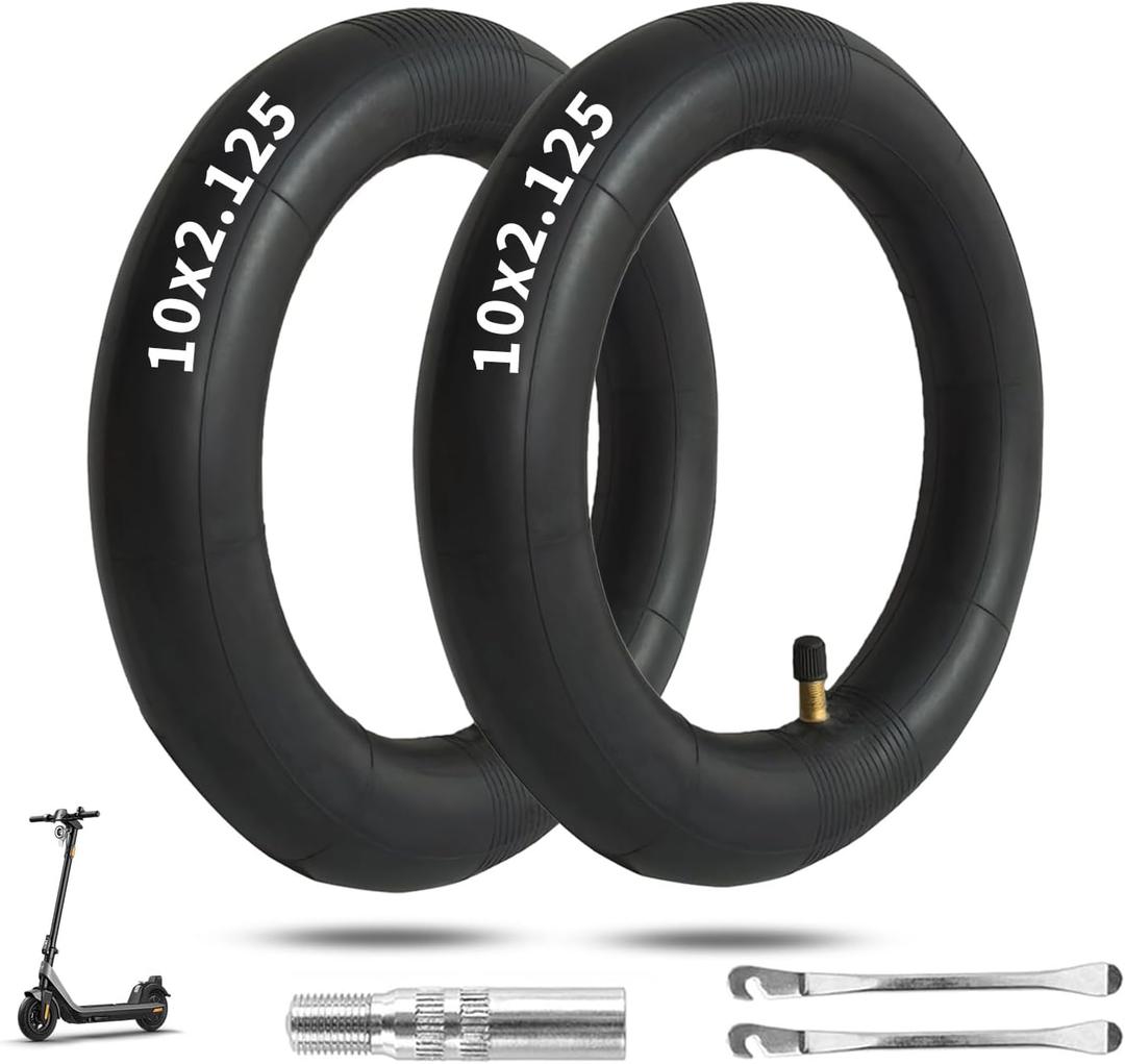 10 x 2.125 Scooter Tire Inner Tube, 10 inch Tube, Compatible with 10x1.90 10x1.95 10 x 2 54-152 Most, for Segway Ninebot F20, F25, F30, F40 Electric Scooter [Thickened] [Tire Levers] (2 Pack)