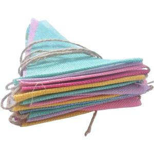 Vintage Colorful Burlap Linen Bunting Flags Pennant for Happy Birthday Party Wedding Decoration(3.2 M)