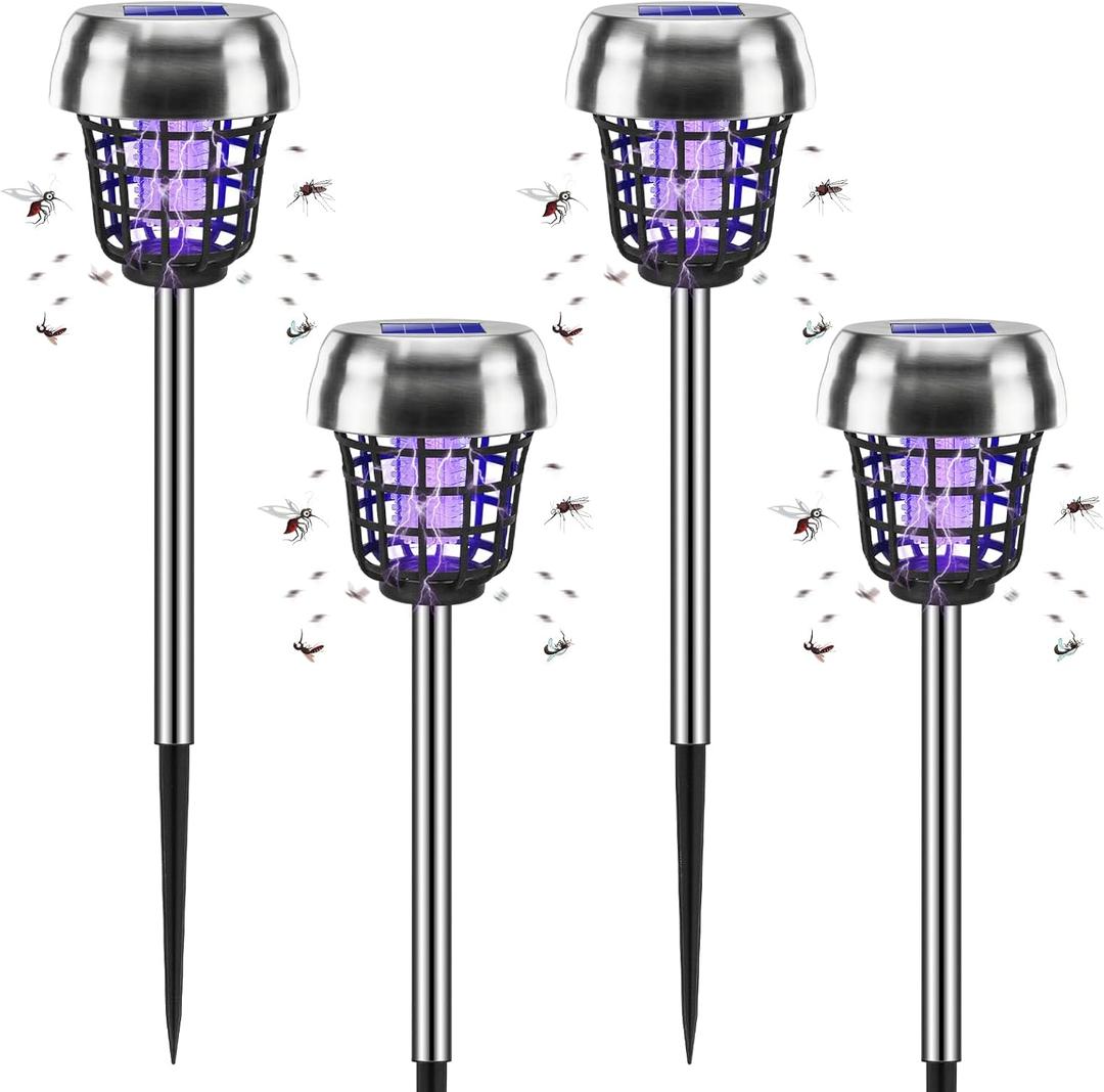 2026 Solar Powered Wireless Bug Zapper Outdoor, Mosquito Killer IP65 Waterproof, Mosquito Repellent Outdoor for Patio RV Yard Garden Farm,Fly Traps Gnat Control Zapper for Small Flying Insect Gnat(4)