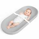 COMOMY Baby Changing Pad for Dresser - Wipeable Changing Pad with Restraining Belt, Waterproof, Soft, Lightweight and Portable, Easy to Clean for On The Go Diaper Change, Light Grey