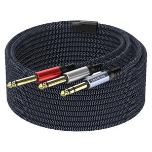 20ft Insert Cable, 1/4 inch TRS Stereo to Dual 1/4 inch TS Mono Insert Cable Y-Splitter Stereo Breakout Cable Patch Audio Cable