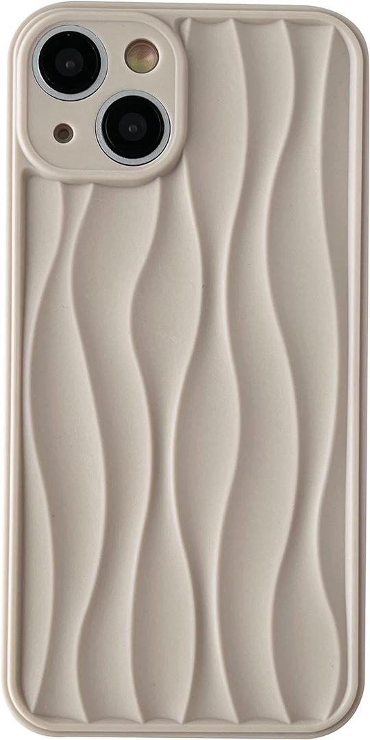 Caseative for iPhone 12 Pro Max Case,Water Ripple Pattern Wave Shape Compatible with iPhone Case (Beige,iPhone 12 Pro Max)