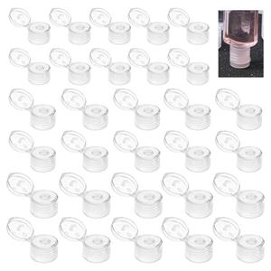 30Pcs Leak-Proof Caps Flip Top Snap Top Dispenser,Reusable Plastic Bottle Caps, Bottle Emptying Cap for Shampoo Round-mouth and Most Bottles, 3 Sizes-18mm,20mm,24mm Diameter (Transparent White)