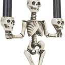 Evelyne GMT-10319 Triple LED Halloween Candles Flameless and Skeleton Candle Holder Stand for Skull Halloween Decoration and Haunted House Decor