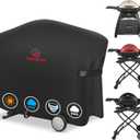 Comnova Grill Cover for Weber Q Grill on Cart - 7112 BBQ Cover for Weber Q3000/Q300/Q2000/Q200 with Portable Stand, 600D Heavy Duty & Waterproof BBQ Cover for Weber Q3200, 3000, 320, 300 and More (57"L x 22.5"W x 39"H)