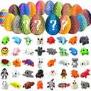 4 Pcs 3D Printed Micro Dragon Eggs with 40 Mini Animal Figurines Inside,Christmas and Birthday Gifts, Executive Desk Decor