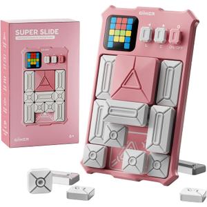 GiiKER Super Slide Puzzle Games, Original 500+ Challenges Brain Teaser Puzzle, Toys for Kids Teens, Travel Games Birthday Stocking Stuffers for Boys Girls, Activities for Road Trips (Pink)