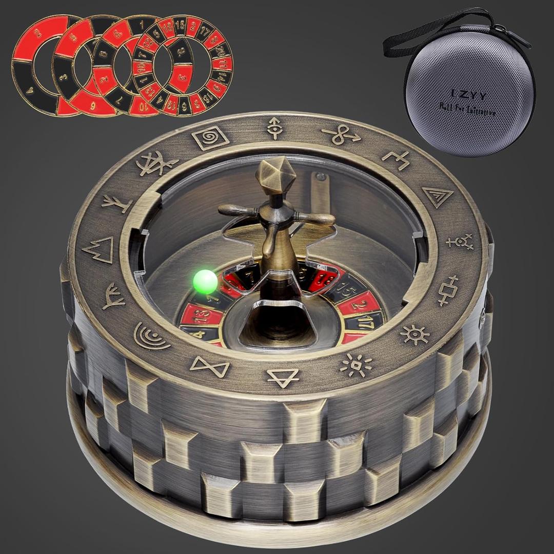 CZYY Roulette Dice - 7-in-1 Metal Spinner Dice Set, Unique Spinning Dice, Desk Fidget Gadget - Cool DND Role Playing Dice, Gift & Accessories for D&D, Tabletop RPG, Board Game (Bronze)