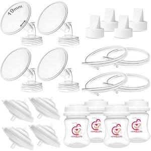 Nenesupply Pump Parts Compatible with Spectra S2 S1 9 Plus Breast Pump to Replace Spectra Pump Parts S2 Accessories Flange 19mm Duckbill Valve Tubing Bottles Backflow Protector (19mm - 4 Sets)