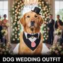 FunMular 3Pcs Formal Dog Tuxedo Accessories Set Adjustable Wedding Collar Bandana with Bow Tie Pet Top Hat for Large X-Large Dogs New Years Wedding Birthday Party