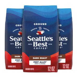 Seattles Best Coffee, Dark Roast Ground Coffee, Post Alley, 100% Arabica, 3 Bags (12 oz Each)