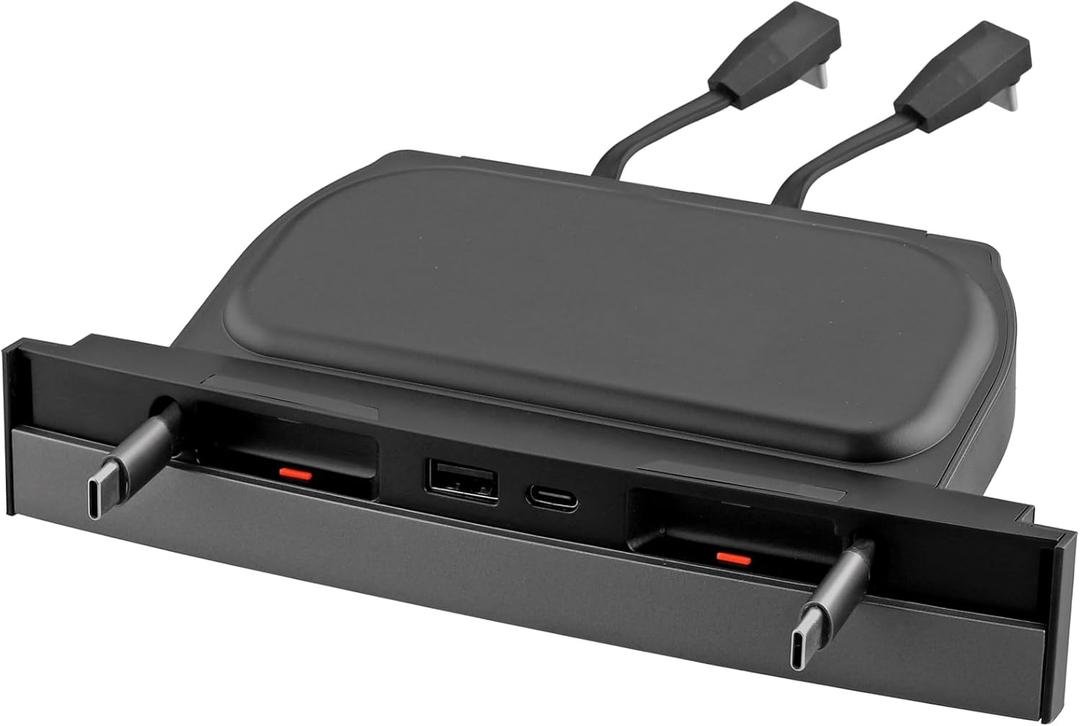 EYPINS USB Hub Suitable for Tesla,Retractable Hub Docking Station for Tesla Model 3/Y 2021-2023,Fast Charge Cable Adapter,2pcs Type-C Retractable Cables,Center Console USB Hub Interior