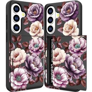 Compatible with Samsung Galaxy S26 Case Wallet Cute for Women with Design,Rugged Credit Card Holder Slot Protective Phone Skin Cases - Pink Delicate Pastel Floral