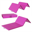 Fitvids Folding Exercise Gymnastics Mat for Tumbling, 10'x4'x2" Gym Workoutt Mat with Carry Handles, Pink