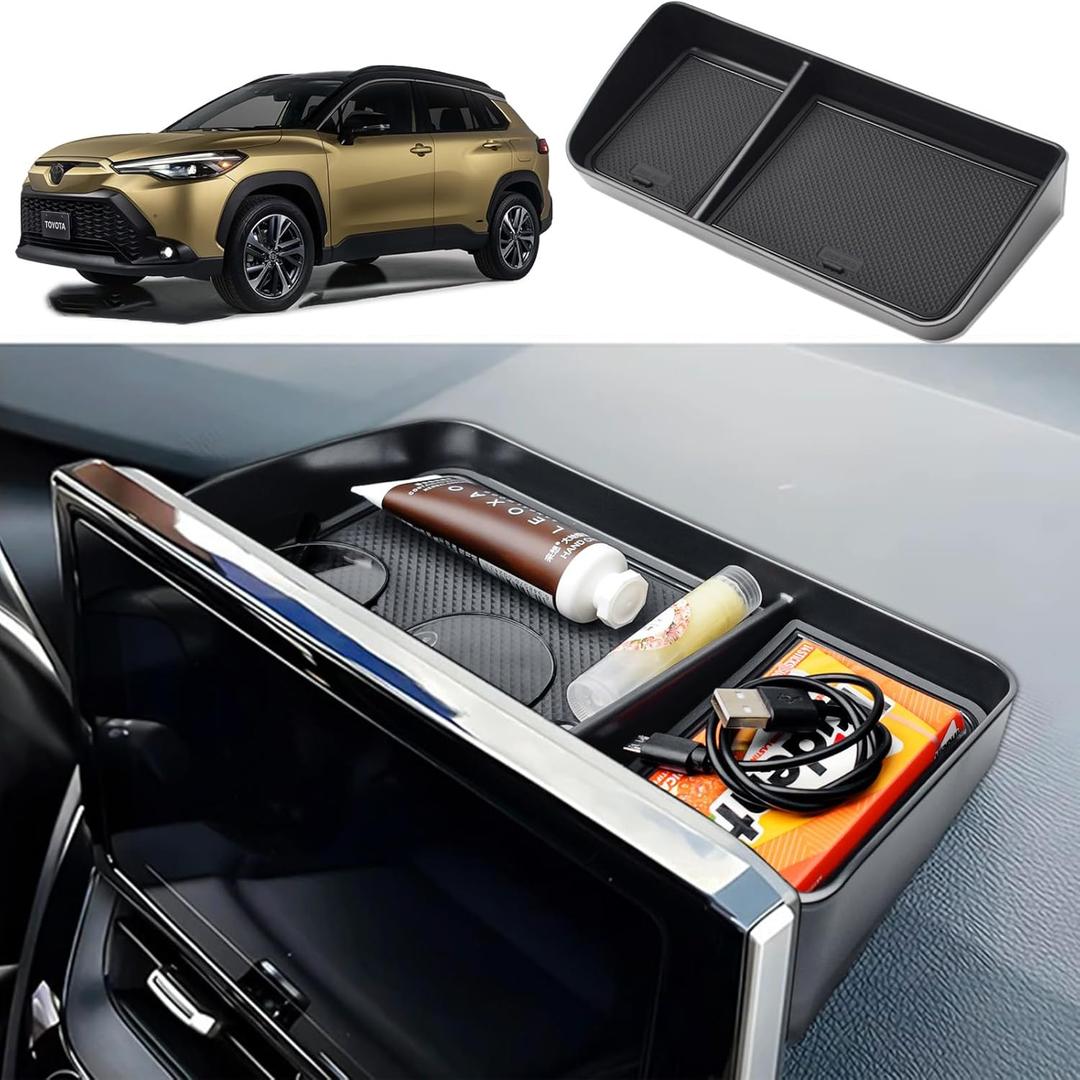 TACOBRO Center Console Dashboard Storage Organizer Compatible with Toyota Corolla 2019-2025 / Corolla Cross 2022-2025 Accessories, Fit 8-in. Audio Multimedia Interior Insert Dash Mounted Holders