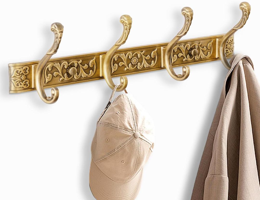 Coat Rack Wall Mount Hooks for HangingVintage Aluminum Thickened Solid Wall Hooks Coat Rack Clothes Rack Hat Rack for Behind The Door Bathroom Living Room Bedroom(1Pc)