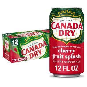 Canada Dry Cherry Gingerale Fruit Splash 12oz, Pack of 12 (EXP 05/17/26)