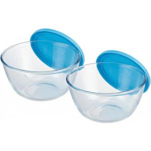 Glass Sourdough Mixing Bowls with Lids, 2-Pack Large Capacity Clear Bowls, 4.76 Quart for Bread Making, Perfect for Mixing, Proofing, Storing Dough