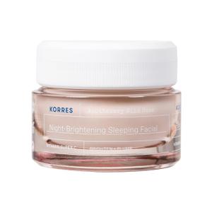 KORRES Wild Rose Skin Brightening Night Cream, Hydrating Face Moisturizer with Vitamin C, Hyaluronic Acid and Turmeric Extract, Overnight Facial Cream for Women with Tired, Depleted Skin, 40 ml (New Pink Packaging)