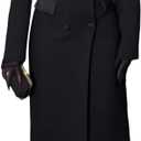 LKOUS Long Blazers Dresses for Women Long Sleeve Lapel Pockets Elegant Trench Coats Dress Fall Winter Business Outfits (Large, Black)