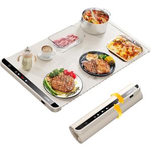 Food Warming Mat,Warming Mat for Food,Electric Warming Tray for Gatherings, Parties and Everyday Use,Heating Fastly in 10s,Portable Design,Timed Function for Your Family, White