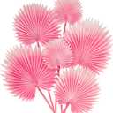 DILATATA 6 Pcs PU Foam Pink Artificial Palm Leaves for DIY Wedding Bouquets, Centerpieces, Arrangements, Bridal Shower, and Home Decor