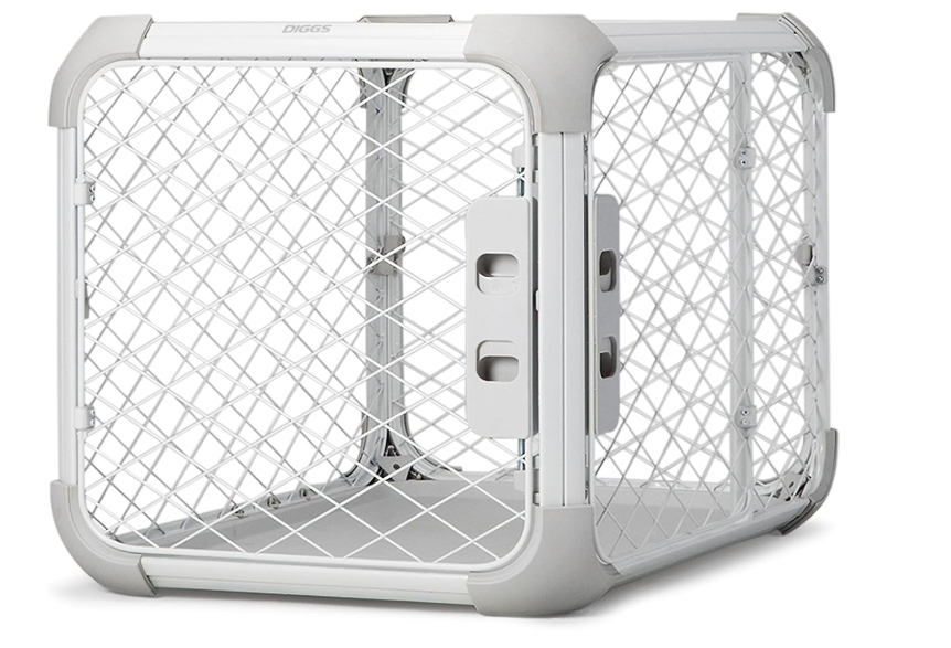 DIGGS Evolv Dog Crate - Slim, Durable Dog Kennel with Removable Ceiling Panel and Modular Design - Safe, Stylish, and Convenient (Ash, Medium)