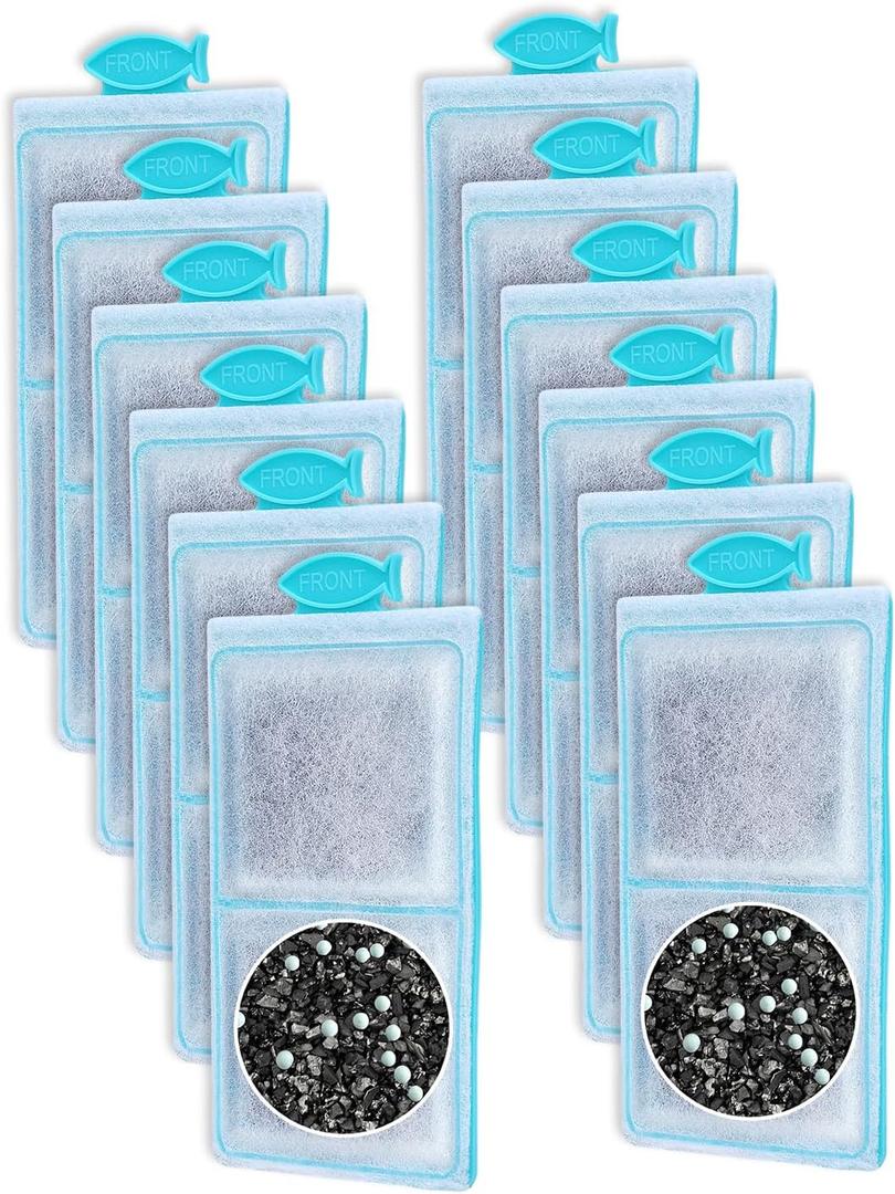 12 Pack Fish Tank Filter Compatible with Top Fin PF-S Filter Cartridge, Upgraded PF-S Aquarium Filter Cartridge Compatible with Top Fin PF10 Power Filters Activated Carbon & Zeolite