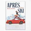 Apres Ski Canvas Wall Art, Trendy Magazine Cover Poster, Vintage Winter Snow Mountain Picture, Funky Ski Girl and Car Print, Fashion Skiing Art for Ski Lodge Party Wall Decor 12x16in Unframed