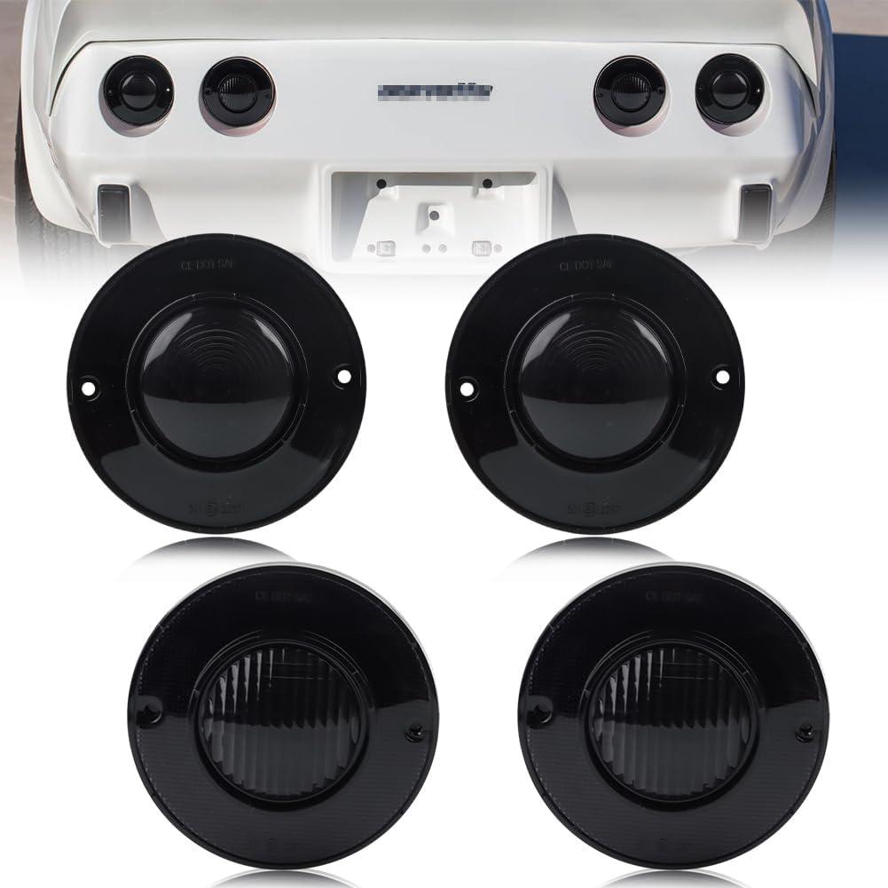 Tail Lights+ Backup Lights Compatible with Chevy Chevro-let Corvette C3 1975-1979, [DOT] [IP67 Waterproof] Rear Taillight Tail Lamp [No Bulbs], 4 PCS, Sleek Smoked Lens