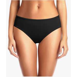 Zmart Women Standard Strappy Bikini Bottoms Full Coverage Bathing Suit Cutout Swim Low Rise Swimsuit Bottom, M Black