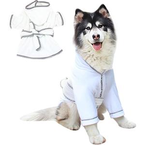 Dog Bathrobe, Microfiber Fast Drying Absorbent Hooded Bath Towel White for Puppy Small Medium Large Dog Cat (3XL, White) (3XL:75-100LB (1st Generation))