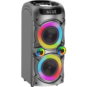 Portable Bluetooth Speaker 100W Big Powerful Wireless Boombox TWS Pairing Loud Stereo Sound Deep Bass Large Party Speakers with Subwoofer LED Lights for Outdoor Home Camping (BLACK)