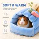 Meow&Woof 2 Pack Small Animal Beds - Cozy Hamster Hideout, Washable Guinea Pig & Hedgehog House, Blue Hideaway for Sugar Glider, Chinchilla, and Rats.