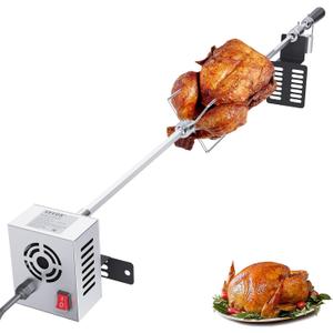 VEVOR Universal Grill Rotisserie Kit for Grills, Electric BBQ Grill with 110V 9W Motor, Stainless Steel Automatic Grilling Kit, Heavy Duty 32"/39" Hexagon Spit Rod, 26 lbs Capacity Grill Attachment (Straight)