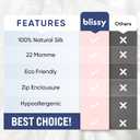 Blissy Silk Pillowcase - 100% Pure Mulberry Silk - 22 Momme 6A High-Grade Fibers - Silk Pillow Cover for Hair & Skin - Regular, Queen & King (Gray, Standard)